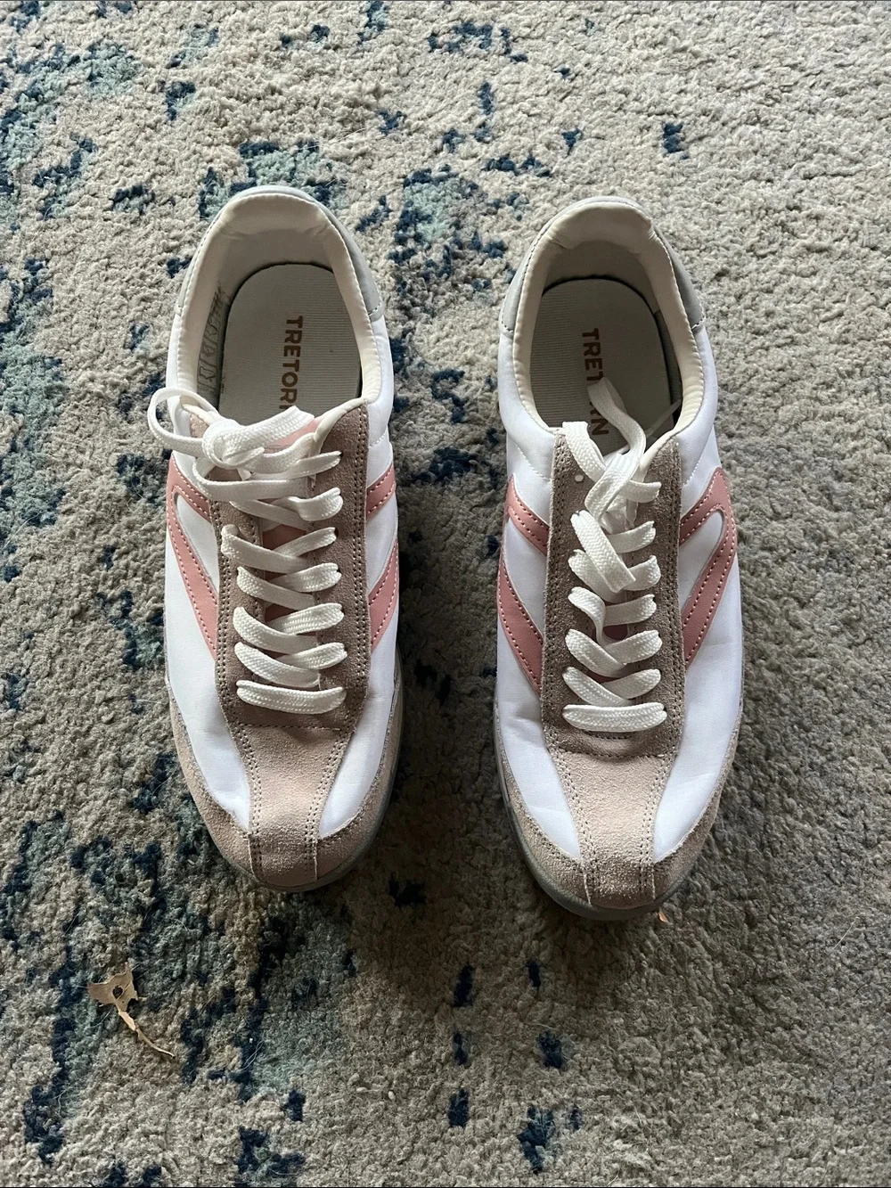 Tretorn White Sneakers with Blush and Tan Accents size 9